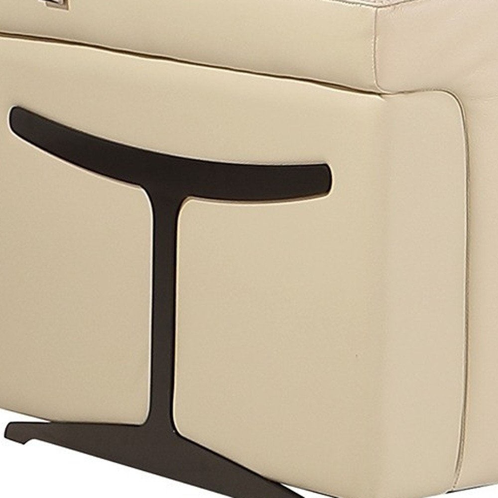 Beige Italian Leather Modular L Shaped Seven Piece Corner Sectional With Console HomeRoots