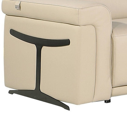 Beige Italian Leather Modular L Shaped Eight Piece Corner Sectional With Console HomeRoots