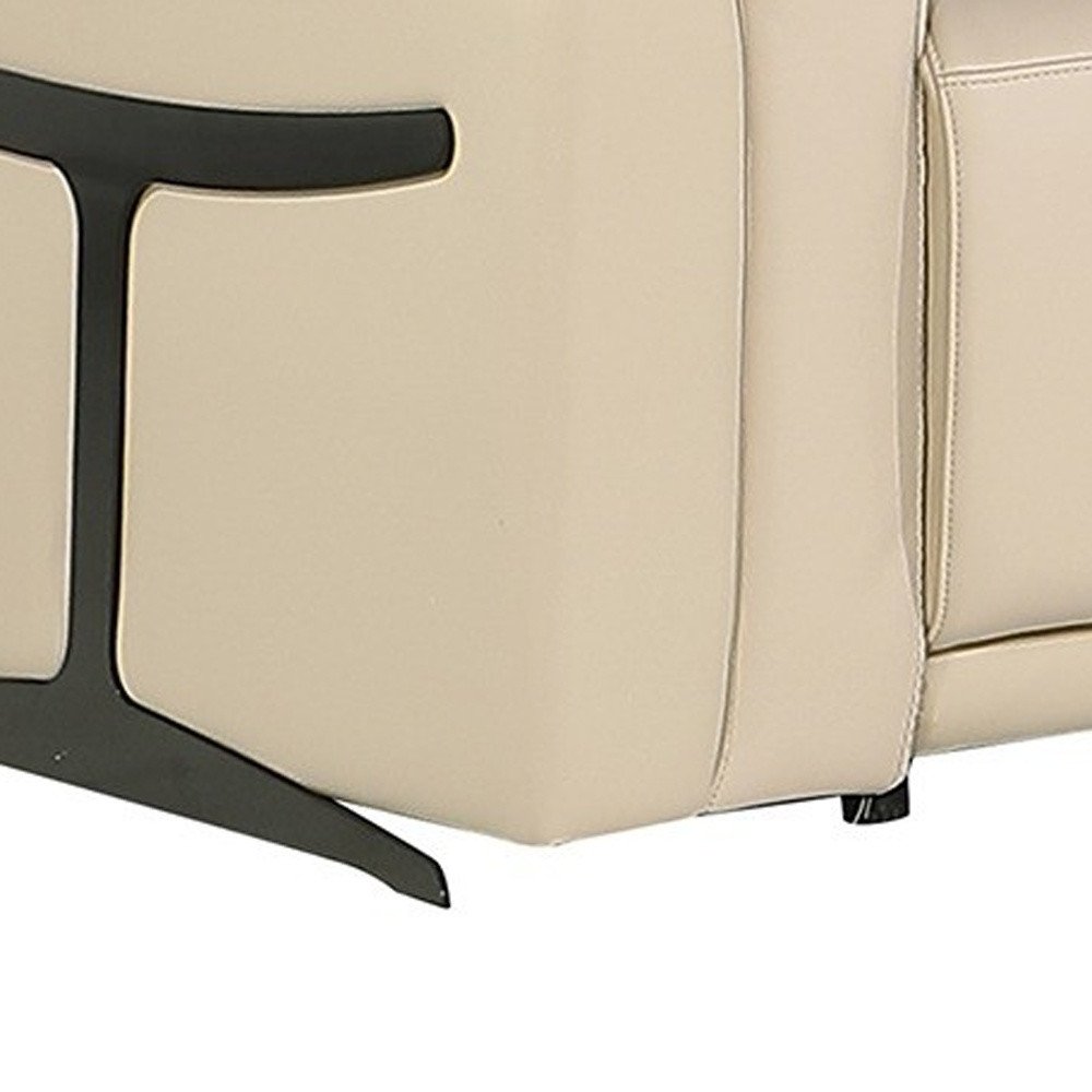 Beige Italian Leather Modular L Shaped Eight Piece Corner Sectional With Console HomeRoots