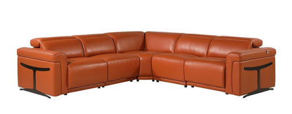 Camel Italian Leather Modular L Shaped Five Piece Corner Sectional HomeRoots
