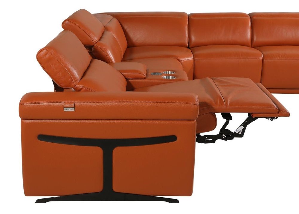 Camel Italian Leather Modular L Shaped Five Piece Corner Sectional HomeRoots