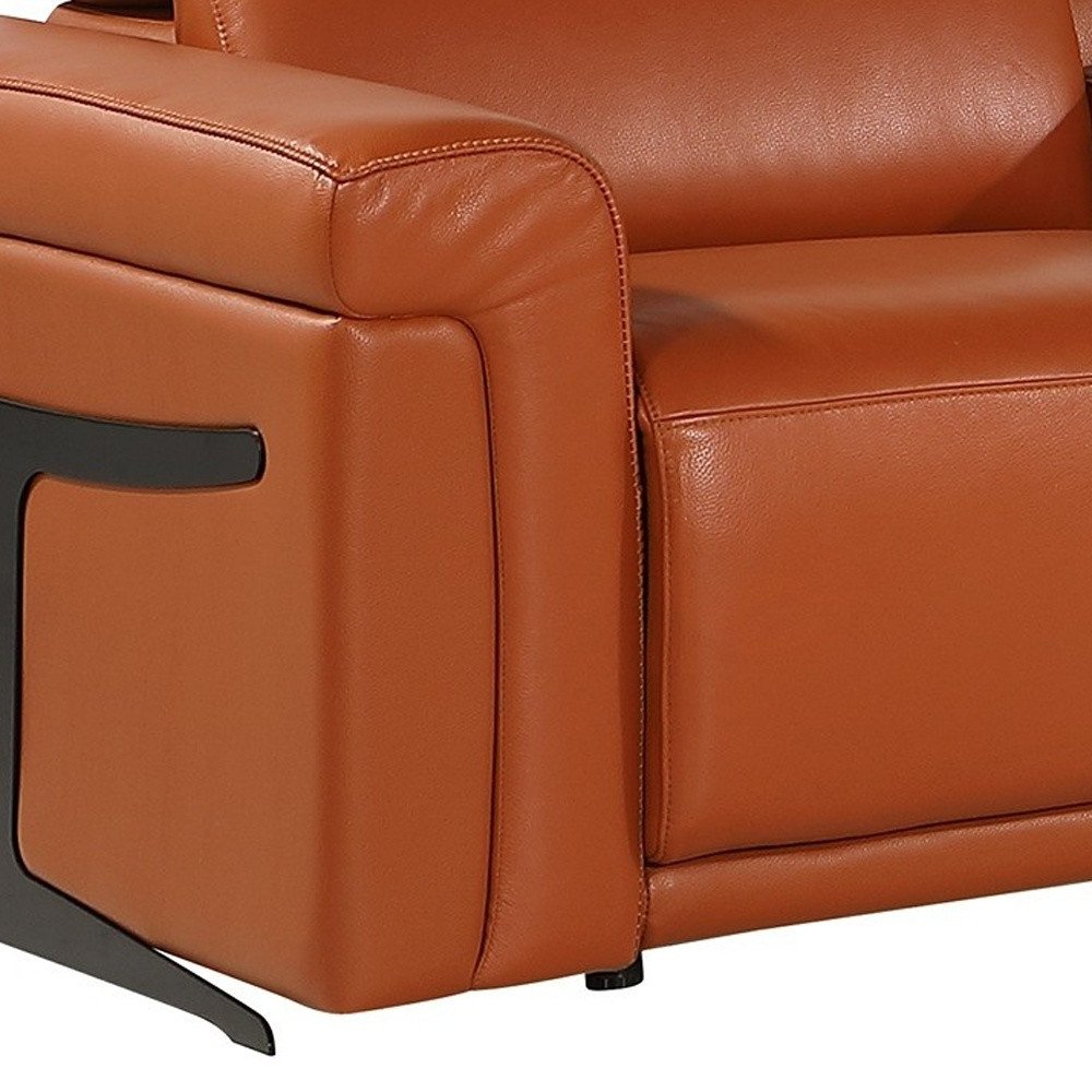 Camel Italian Leather Modular L Shaped Six Piece Corner Sectional With Console HomeRoots