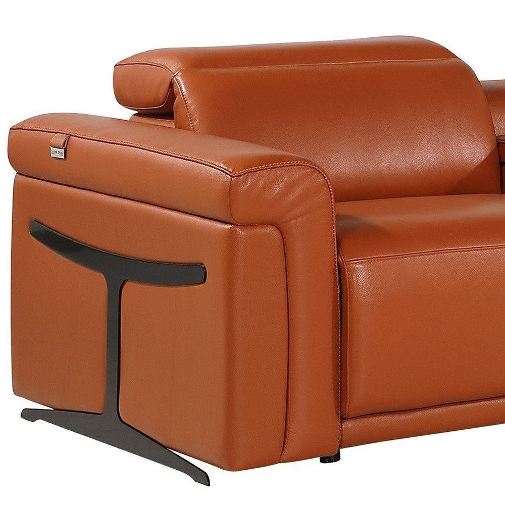 Camel Italian Leather Modular L Shaped Six Piece Corner Sectional With Console HomeRoots