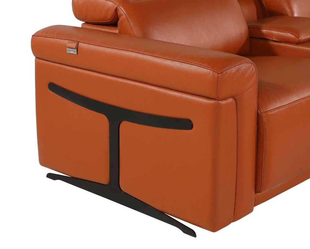 Camel Italian Leather Modular L Shaped Six Piece Corner Sectional With Console HomeRoots