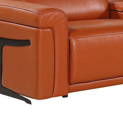 Camel Italian Leather Modular L Shaped Seven Piece Corner Sectional With Console HomeRoots