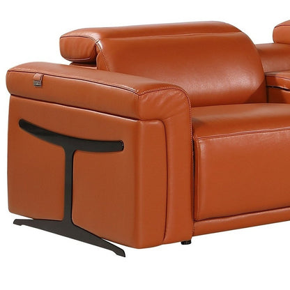 Camel Italian Leather Modular L Shaped Seven Piece Corner Sectional With Console HomeRoots