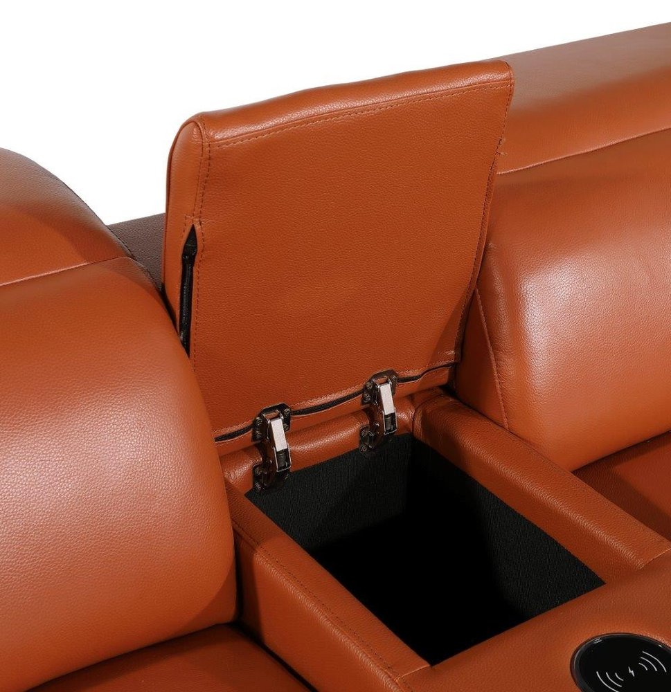 Camel Italian Leather Modular L Shaped Eight Piece Corner Sectional With Console HomeRoots