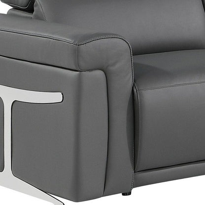 Gray Italian Leather Modular L Shaped Five Piece Corner Sectional HomeRoots