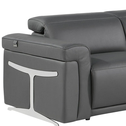 Gray Italian Leather Modular L Shaped Five Piece Corner Sectional HomeRoots
