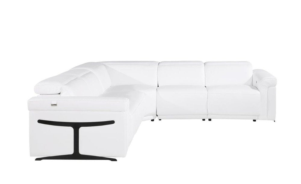 White Italian Leather Modular L Shaped Five Piece Corner Sectional HomeRoots