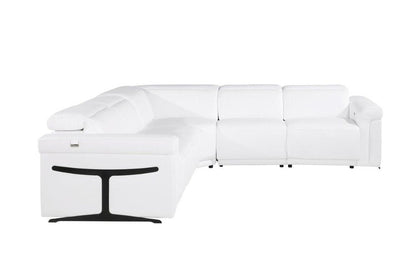 White Italian Leather Modular L Shaped Five Piece Corner Sectional HomeRoots
