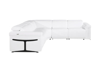 White Italian Leather Modular L Shaped Five Piece Corner Sectional - FurniFindUSA