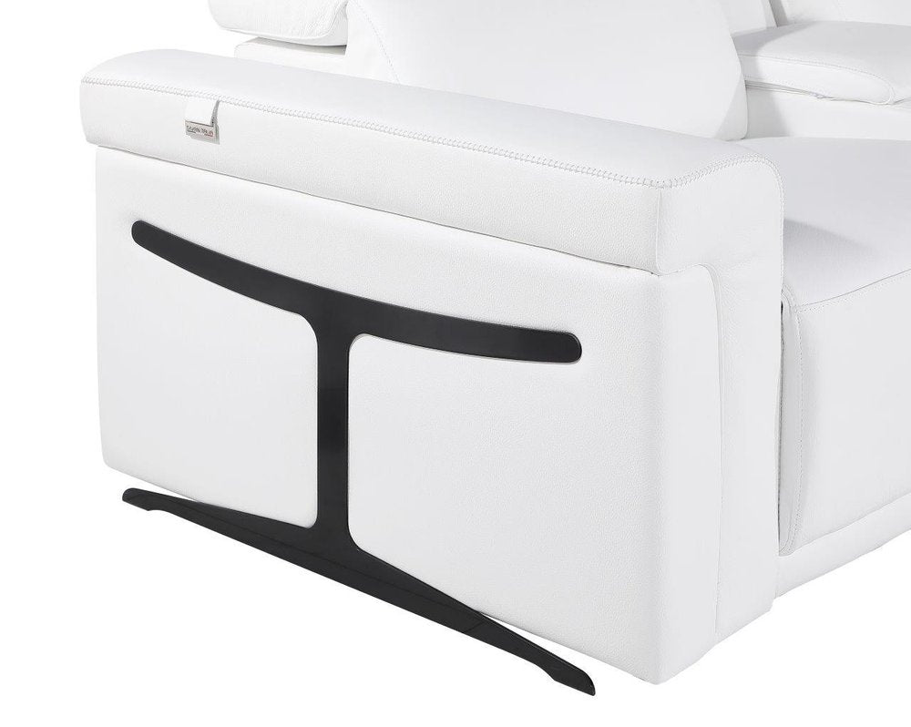 White Italian Leather Modular L Shaped Five Piece Corner Sectional HomeRoots