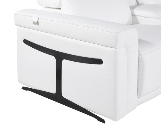 White Italian Leather Modular L Shaped Seven Piece Corner Sectional With Console HomeRoots