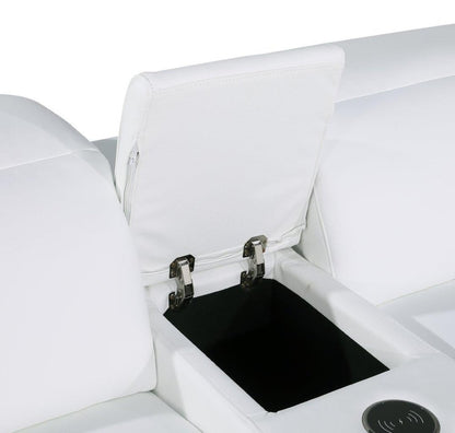 White Italian Leather Modular L Shaped Seven Piece Corner Sectional With Console - FurniFindUSA