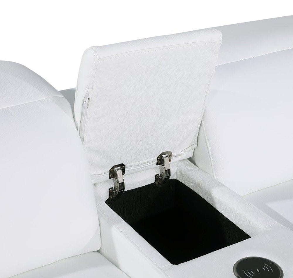White Italian Leather Modular L Shaped Eight Piece Corner Sectional With Console HomeRoots
