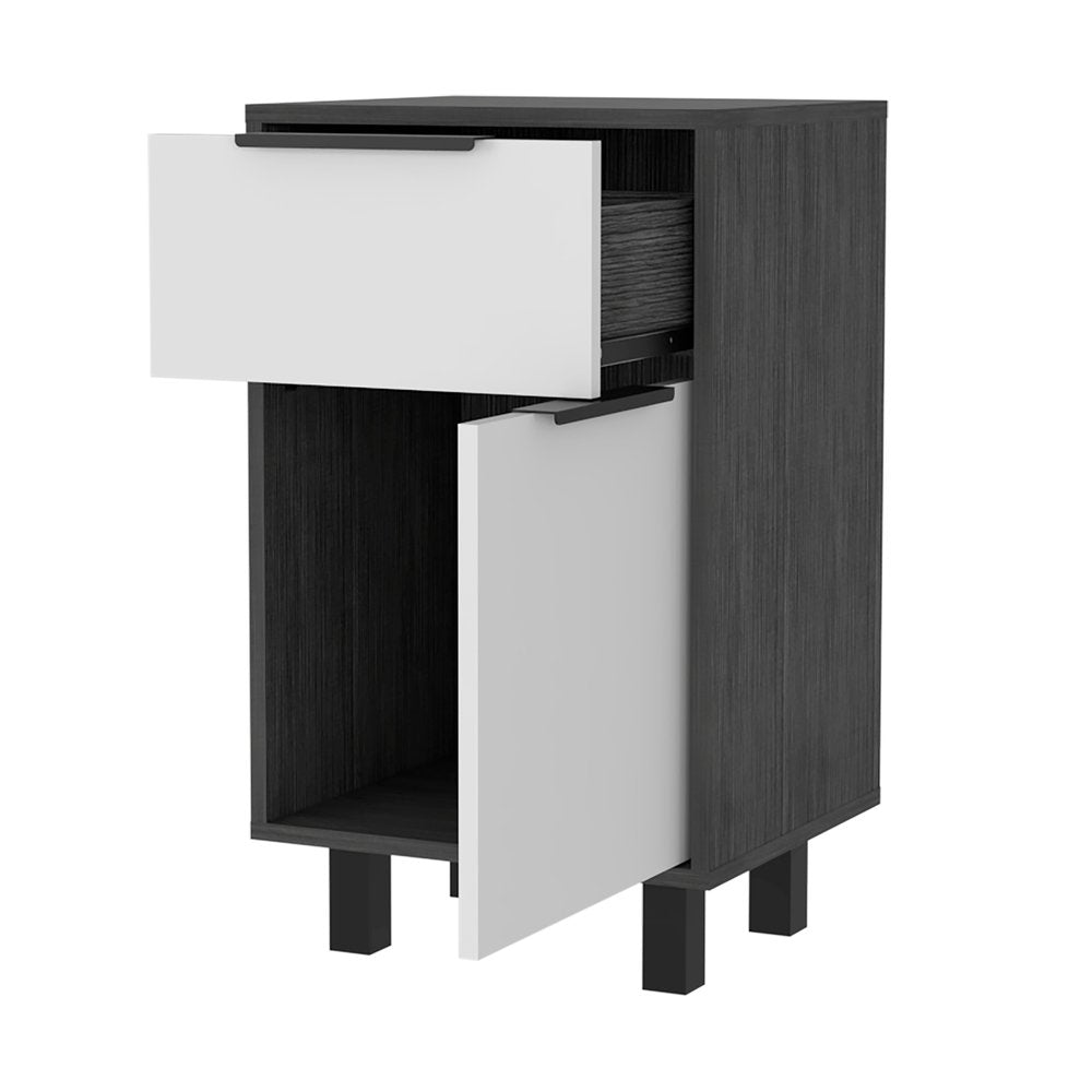 28" Dark Gray And White Wood One Drawer Nightstand HomeRoots