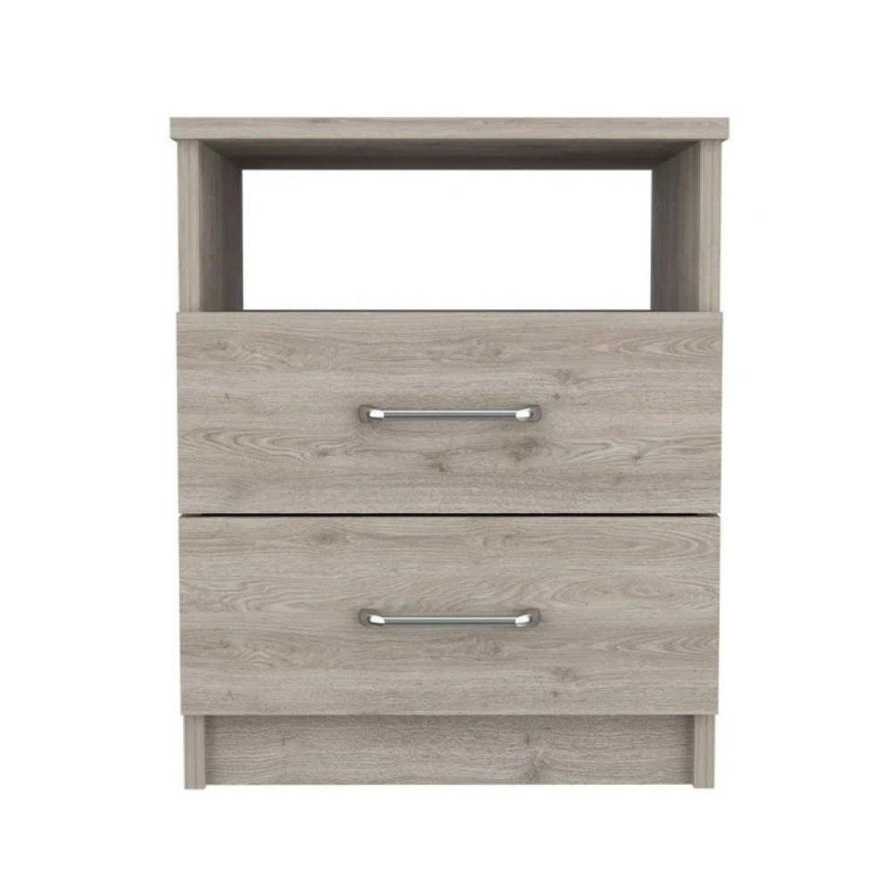 20" Light Gray Wood Two Drawer Nightstand — view 1