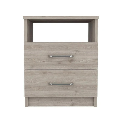 20" Light Gray Wood Two Drawer Nightstand