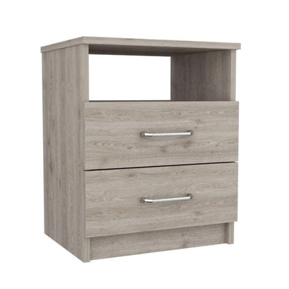 20" Light Gray Wood Two Drawer Nightstand HomeRoots