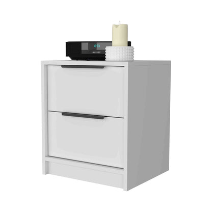 19" White Wood Two Drawer Nightstand HomeRoots