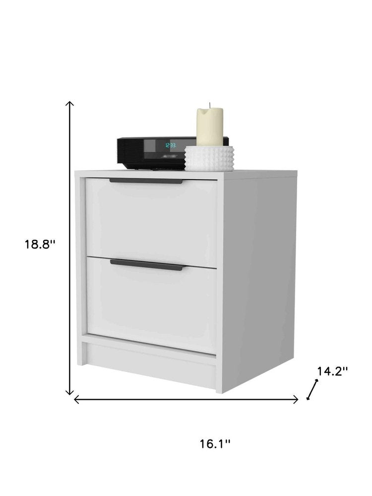 19" White Wood Two Drawer Nightstand — view 4