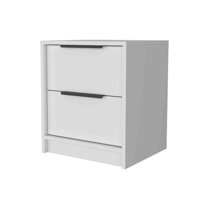 19" White Wood Two Drawer Nightstand HomeRoots
