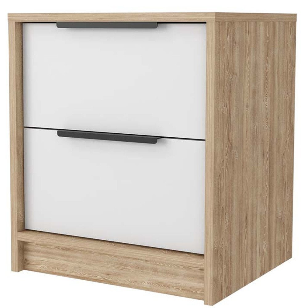 19" White And Natural Wood Two Drawer Nightstand — view 5