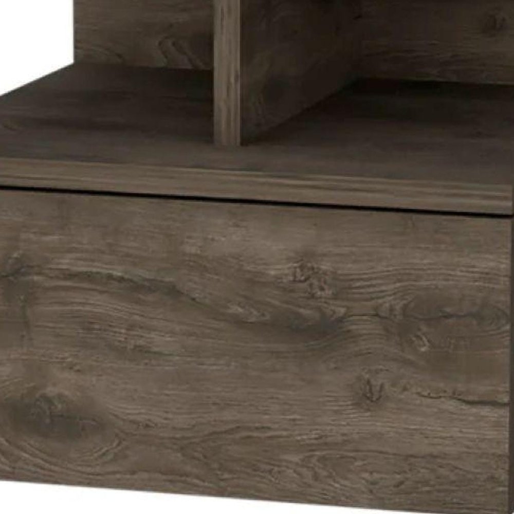 14" Brown Wood One Drawer Floating Nightstand HomeRoots