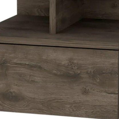14" Brown Wood One Drawer Floating Nightstand HomeRoots
