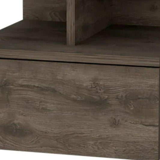14" Brown Wood One Drawer Floating Nightstand