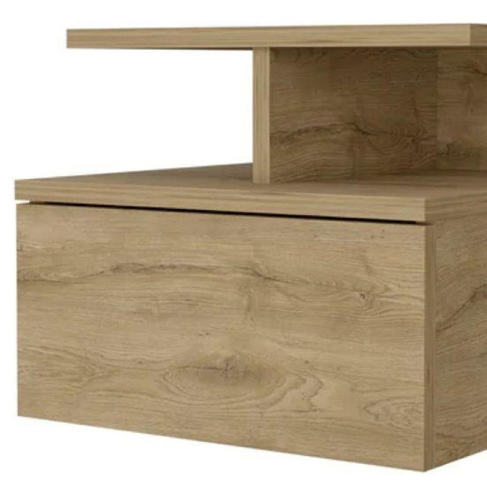 14" Brown Wood One Drawer Floating Nightstand HomeRoots