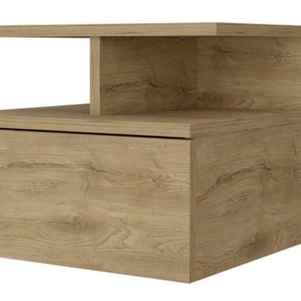 14" Brown Wood One Drawer Floating Nightstand HomeRoots