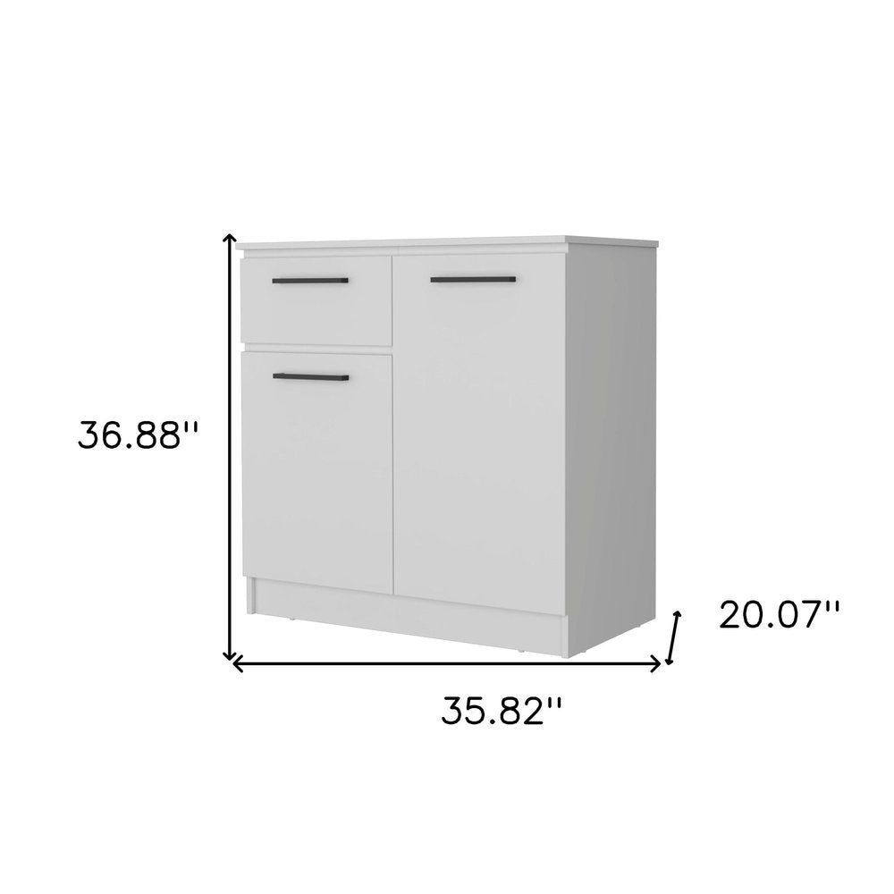 37" White Wood And Metal Two Door Single Drawer Combo Dresser — view 2