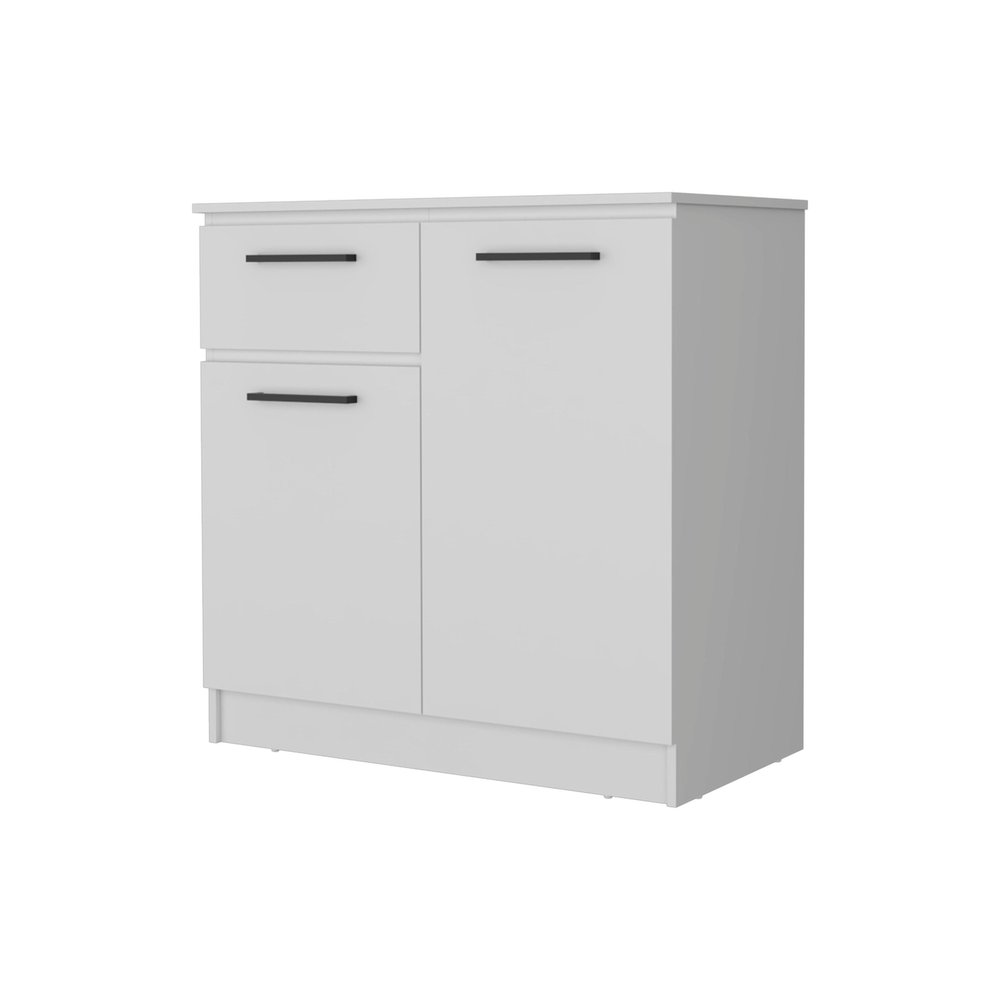 37" White Wood And Metal Two Door Single Drawer Combo Dresser — view 1