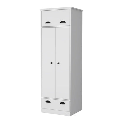 70" White Wood Three Door Single Drawer Combo Dresser HomeRoots