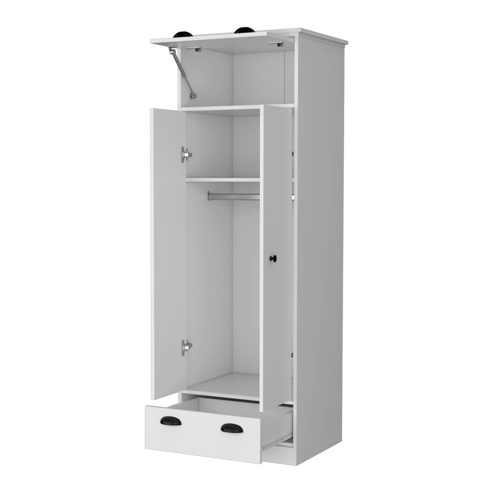 70" White Wood Three Door Single Drawer Combo Dresser — view 2
