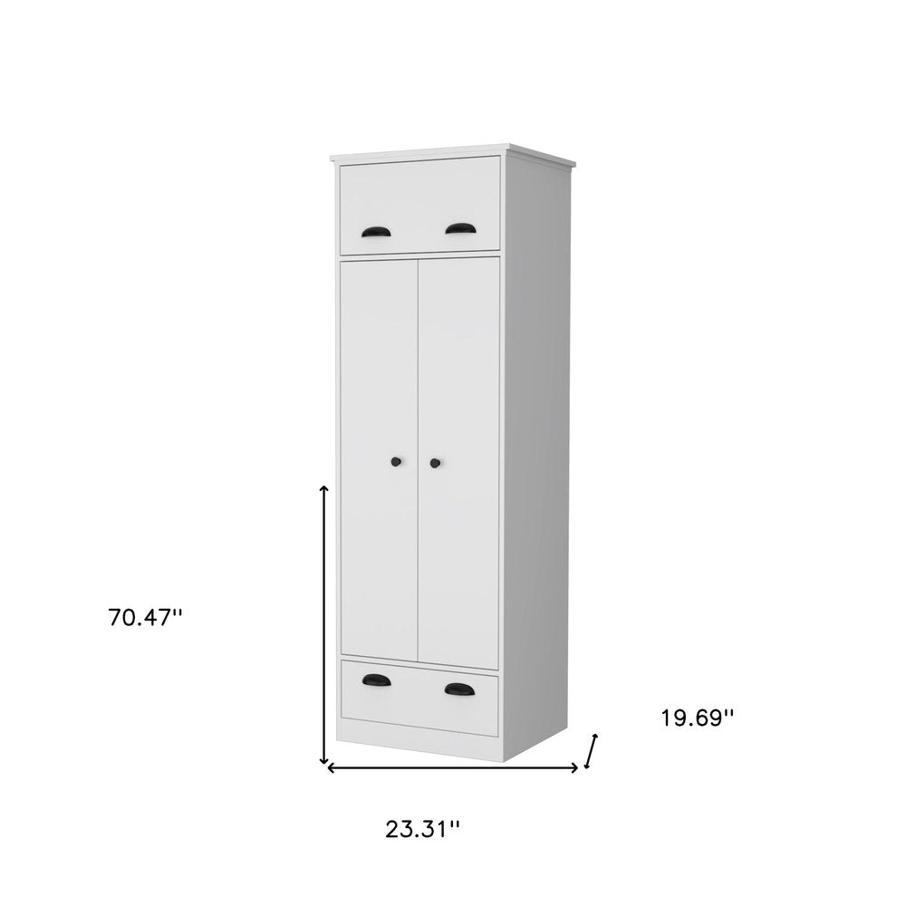 70" White Wood Three Door Single Drawer Combo Dresser — view 3