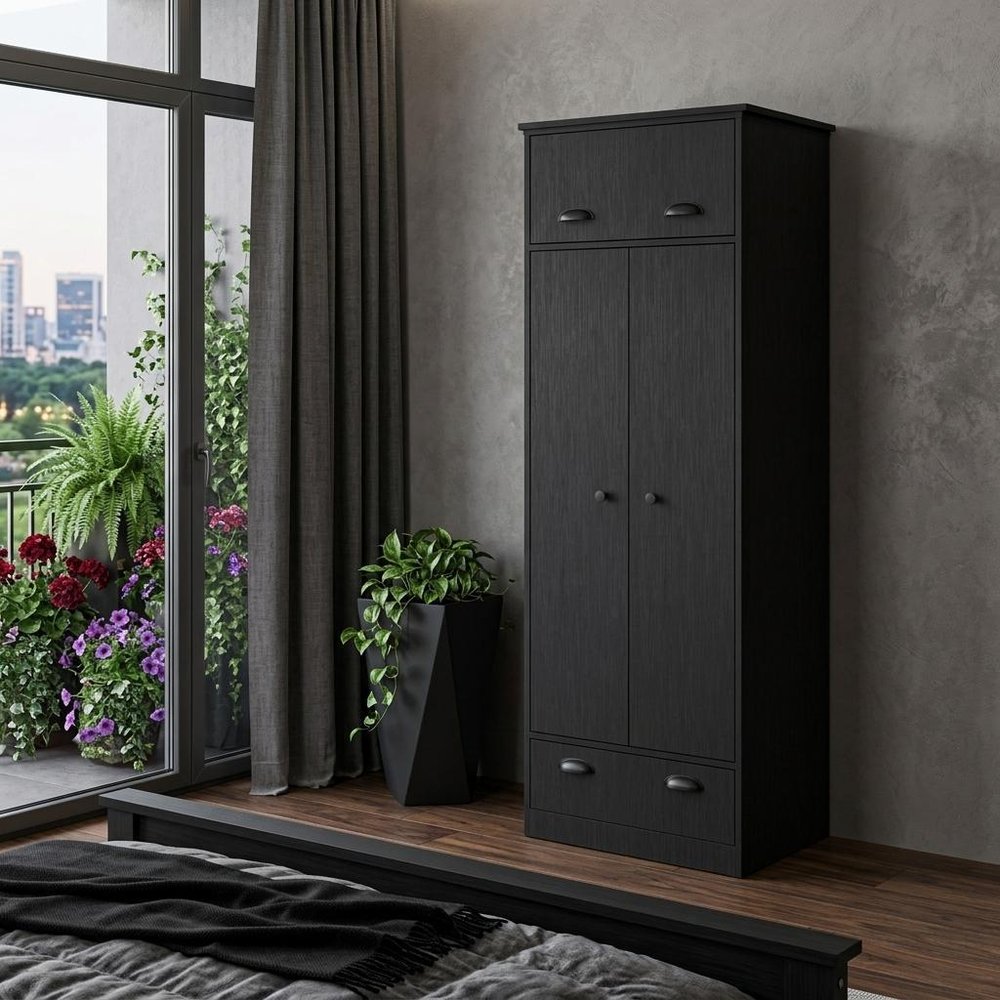 70" White Wood Three Door Single Drawer Combo Dresser — view 10