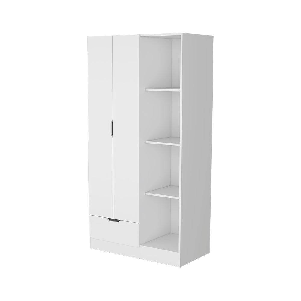 71" White Wood Two Door Single Drawer Combo Dresser — view 3