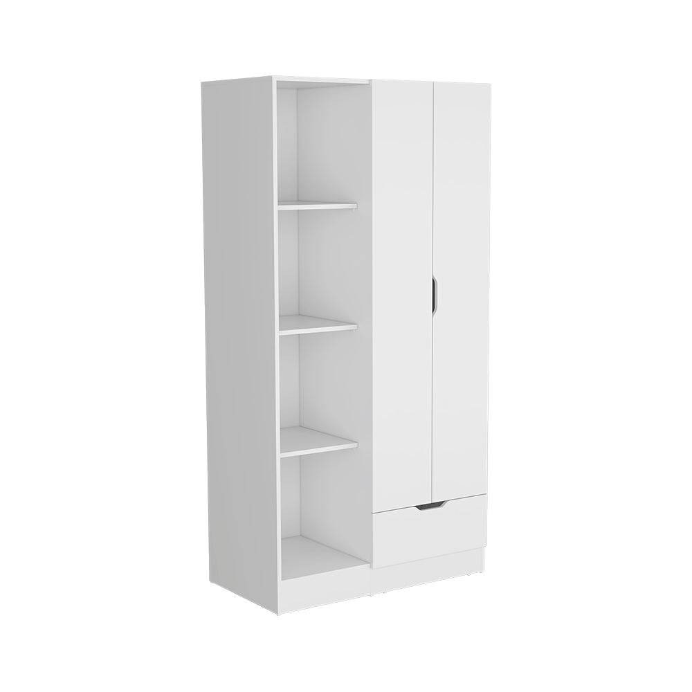 71" White Wood Two Door Single Drawer Combo Dresser — view 4