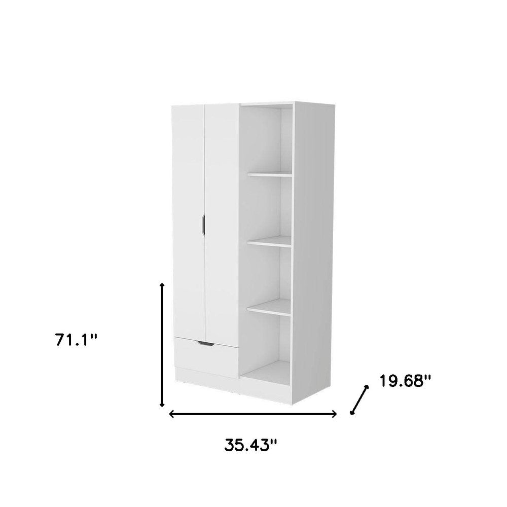 71" White Wood Two Door Single Drawer Combo Dresser — view 5