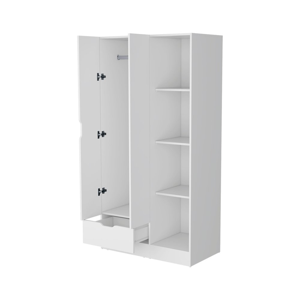71" White Wood Two Door Single Drawer Combo Dresser HomeRoots