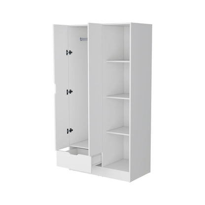 71" White Wood Two Door Single Drawer Combo Dresser HomeRoots