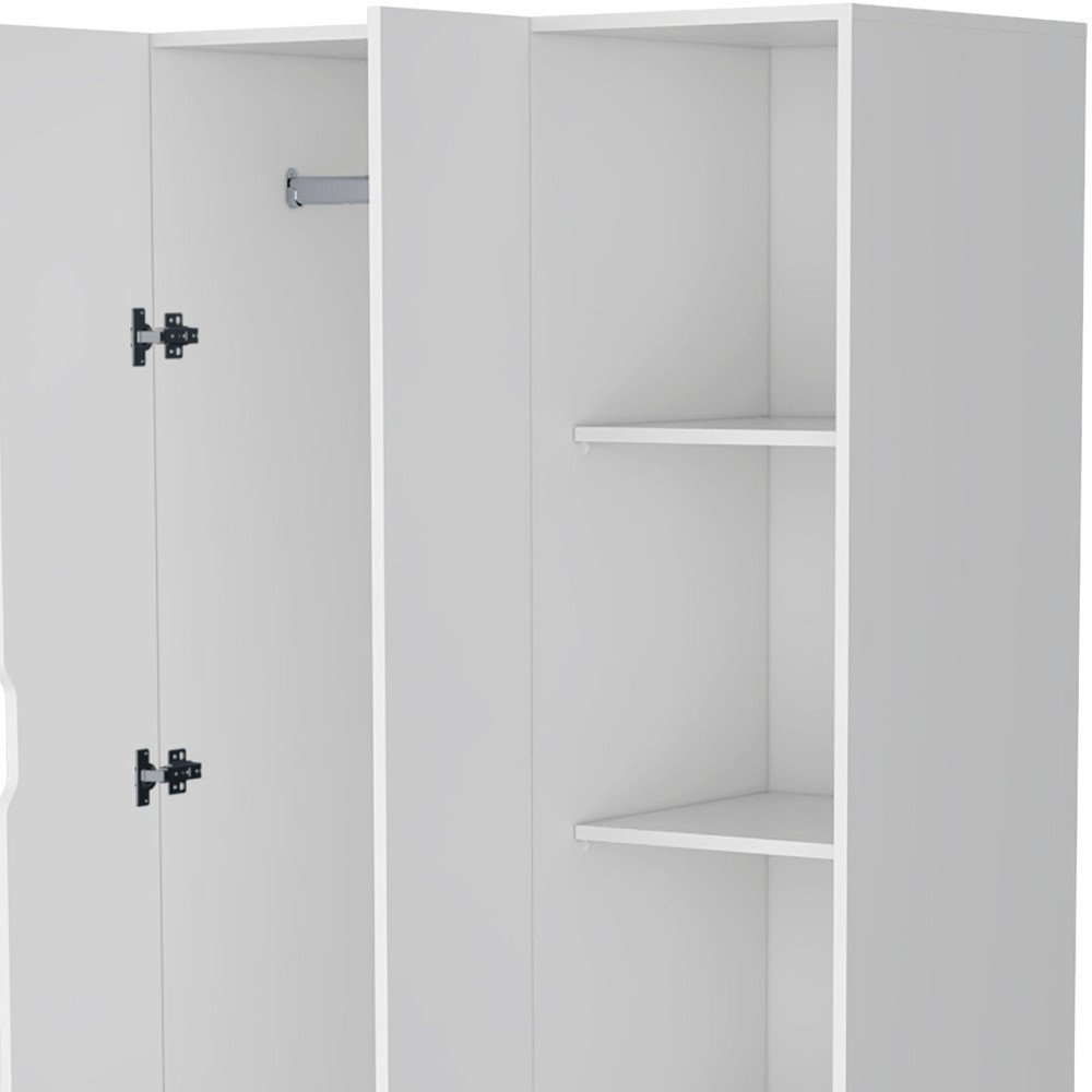 71" White Wood Two Door Single Drawer Combo Dresser — view 2