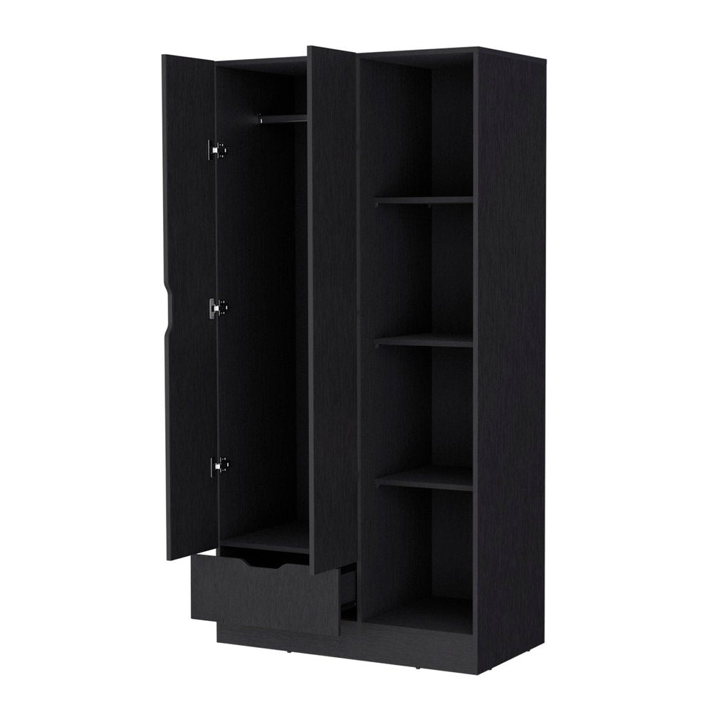 71" White Wood Two Door Single Drawer Combo Dresser — view 7
