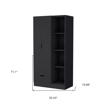 71" White Wood Two Door Single Drawer Combo Dresser