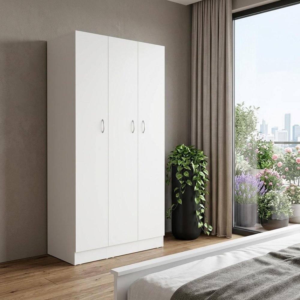 71" White Wood And Metal Three Door Two Drawer Combo Dresser — view 6