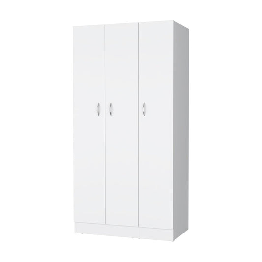 71" White Wood And Metal Three Door Two Drawer Combo Dresser