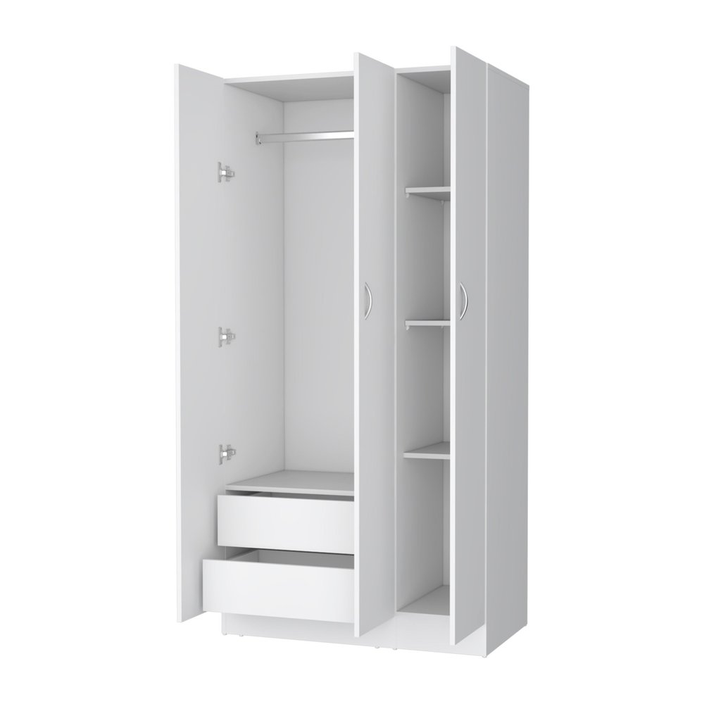 71" White Wood Three Door Two Drawer Combo Dresser HomeRoots